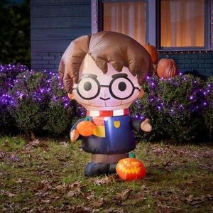 3-ft. Harry Potter inflatable with wand and jack-o'-lanterns- NIB